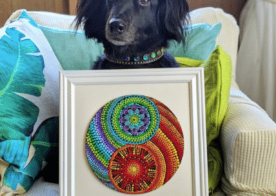 Yin-yang painting done with bright colors.