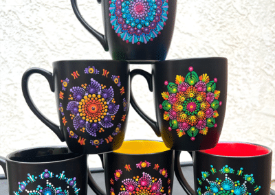 16oz mugs with various mandala designs.